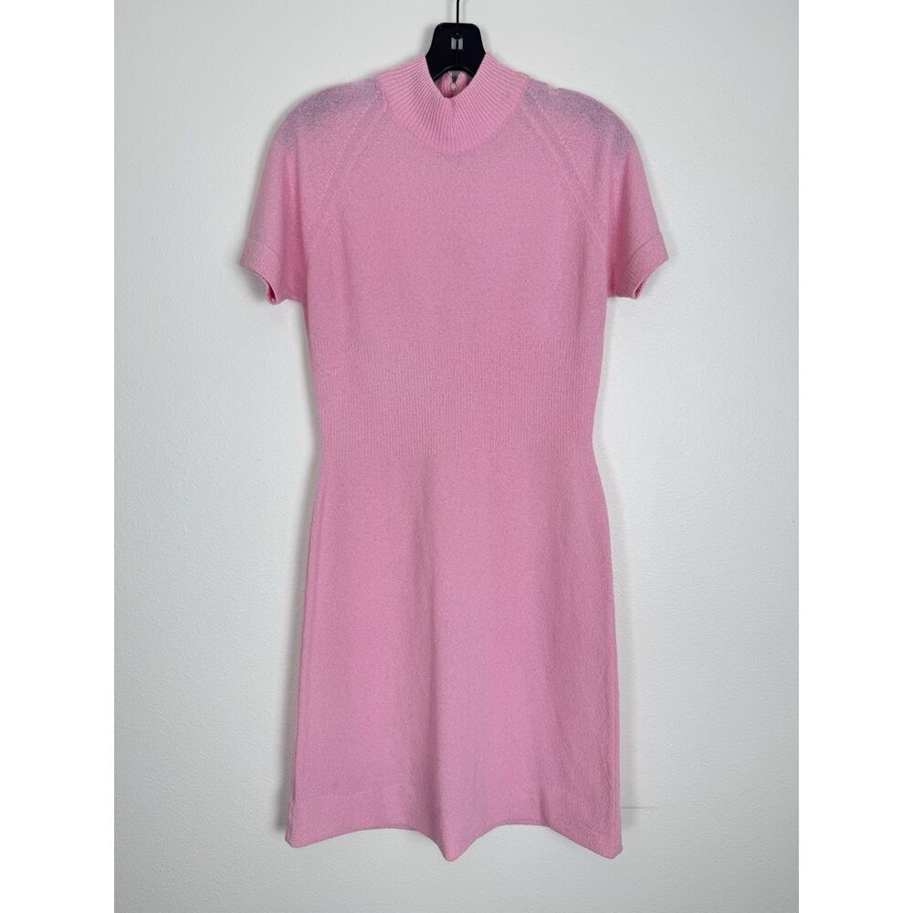 Vintage Talbott Tavler Dress Pink Stretch Knit Mock Neck Retro 70s 10 - Picture 10 of 11